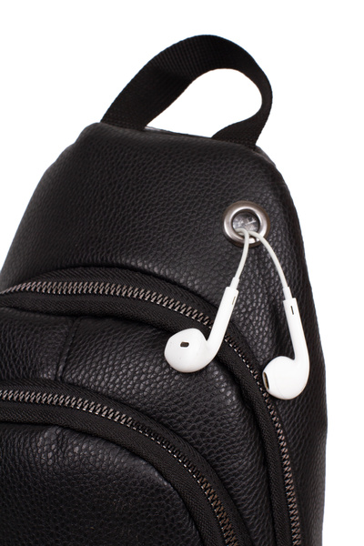 Newish Unisex Πολυλειτουργική με αυτιά και έξοδο USB, λουράκι χιαστί στήθος, ώμου και τσάντα μέσης μαύρη.