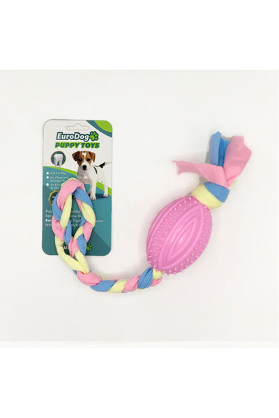 Eurodog Puppy Toys Pink Rugby Ball Teeth Scratching Vote