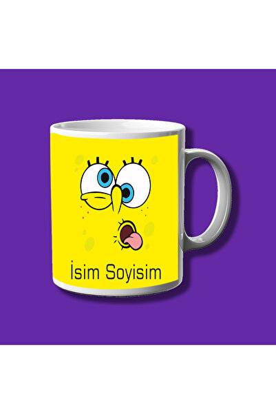 Ceymas Hediyelik Sünger Bob Tasarımlı İsme Özel Baskılı Çizgi Film Kupa Bardak