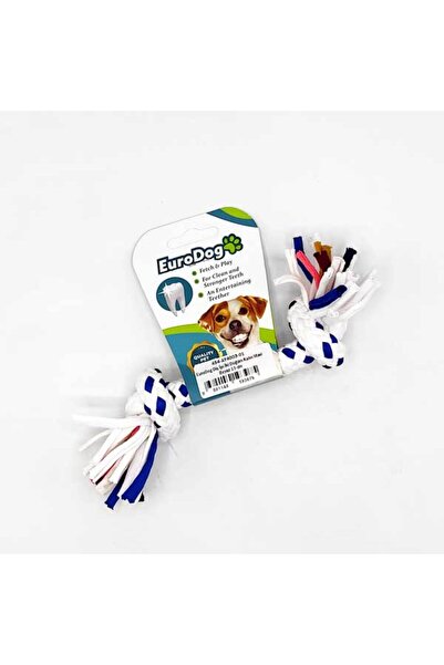 Eurodog خيط تنظيف الأسنان ذو عقدتين سميك أزرق وأبيض 15 سم