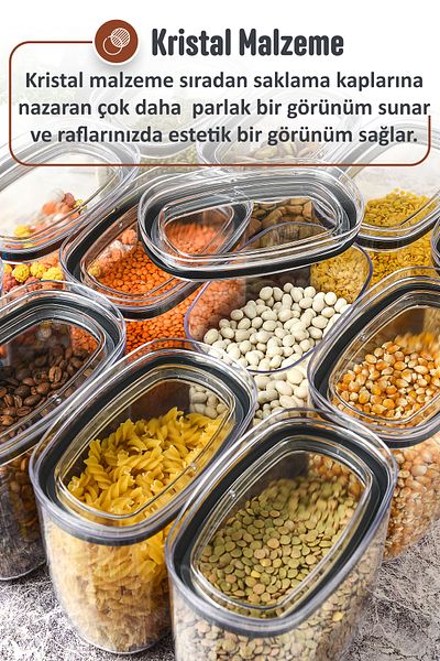 İronika 900 ml Spice Jar Crystal Food Pulses Set - Real Vacuum, Storage Container with Silicone Lid
