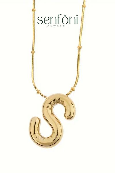 senfonijewelry Balloon Letter Steel Necklace Letter S