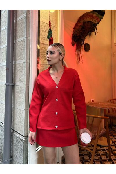 novalook KALP DÜĞMELİ BELDEN OTURTMALI ETEK HIRKA TAKIM