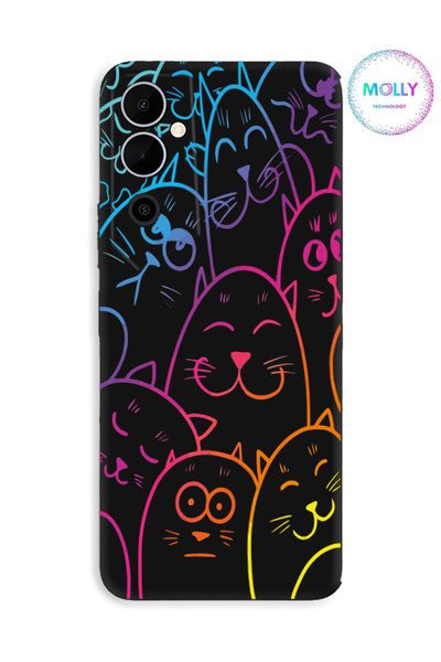 Molly حافظة سيليكون بنمط قطط لطيفة بألوان قوس قزح لهاتف Tecno POVA NEO 2