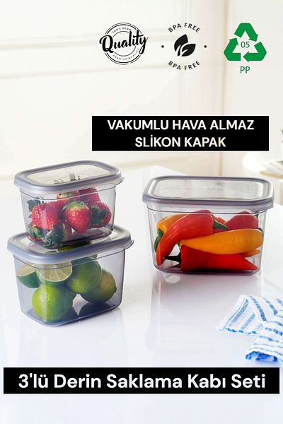QLUX IDEAS Colony Extra Set of 3 Deep Storage Containers - 800ml, 1300ml, 2300ml