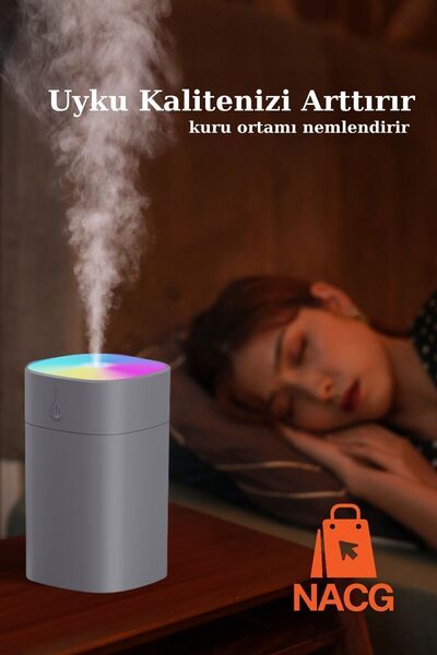 NACG H2o Humidifier 400 ml Ulrasonik Hava Nemlendirici Buhar Makinesi Ve Aroma Difüzörü Gri