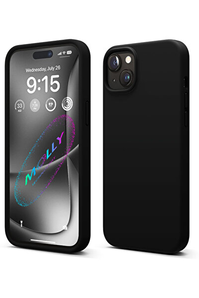 Molly iPhone 14 PRO MAX İçin Siyah Liquid İçi Kadife Silikon Kılıf