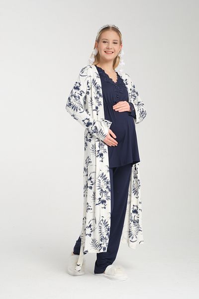 Effortt Venera Maternity Pregnant 3-Piece Lace Detailed Elegant Maternity Set