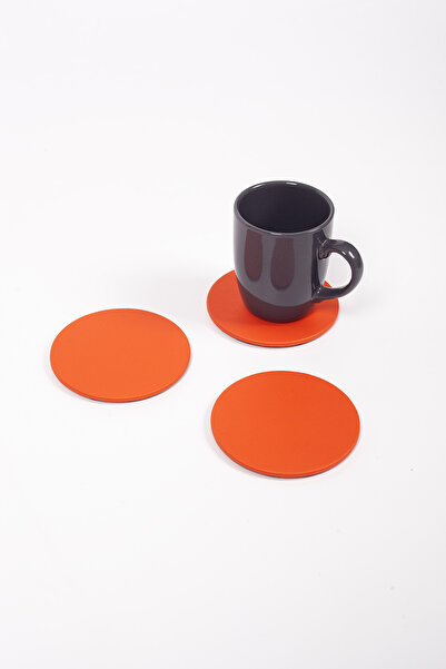 Turgut Office كوستر جلد بيضاوي برتقالي 3 قطع