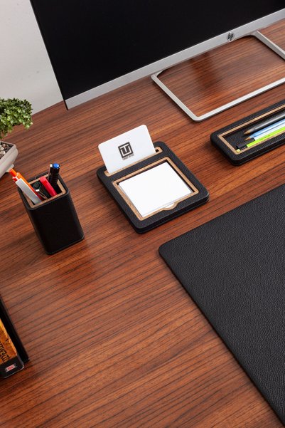Turgut Office Set Sumen din piele neagră Paris din 8 piese