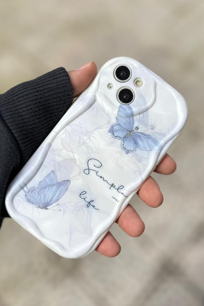 KVK PRİVACY İphone 15 Uyumlu Kılıf Dalgalı Kelebek Desenli Darbelere Karşı Da...