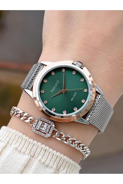 Ferrucci Çelik Kordon 2 Yıl Garantili Yeni Sezon 30 Mt Suya Dayanıklı Kadın Kol Saati Bfc.03442.04