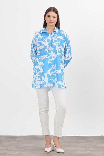 Rays Blue Patterned Tunic - 4401A Model
