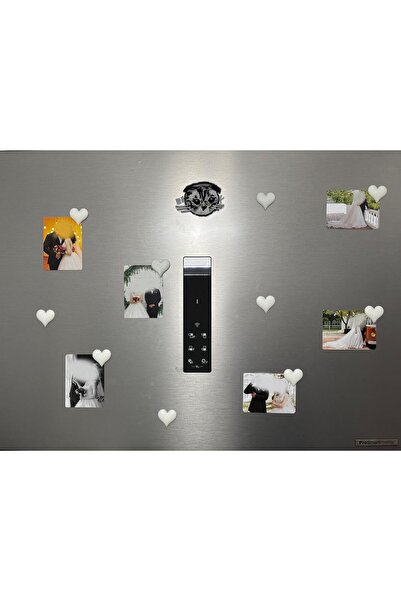 vdn design BEYAZ KALPLİ MAGNET & ŞİRİN KALPLİ BUZDOLABI SÜSÜ BEYAZ - 10 ADET