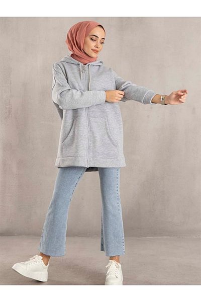 Boi Basic Unisex 5-Pece Hooded 3 Thread Raised Sweatshirt - Baby Blue - Μαύρο - Κόκκινο - Γκρι - Ροζ
