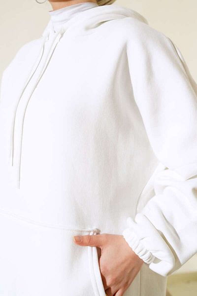 Boi Basic Unisex 5-Pece Hooded 3 Thread Raised Sweatshirt - Baby Blue - Μαύρο - Κόκκινο - Γκρι - Ροζ