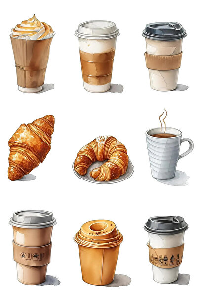 Generic Brand Set de autocolante pentru căni de cafea