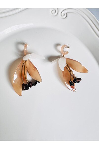DEVİ fashion Bone Flower Long Earrings 9 cm