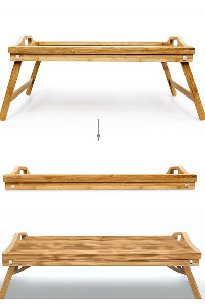 AKCAKESE Folding Leg Bed Enjoyment Tray and Tea Coffee Catering Tray with Rectangular Handles