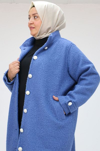 Eslina 43089 Palton Indigo de mărime mare - Buzunare Dikyaka și Fileto