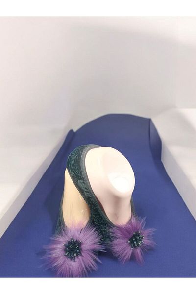TUTUYA TEXTIL Αντιολισθητικές παντόφλες μπαλαρίνας με λεπτομέρεια Pisi Pisi Stone
