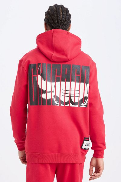DeFacto DeFactoFit NBA Chicago Bulls - سويت شيرت سميك بغطاء للرأس B3884AX25SP