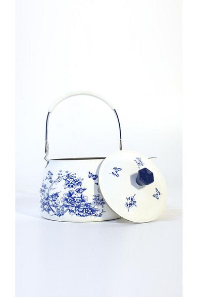DEDEMİN EMAYELERİ Hand Painted Blue White Teapot