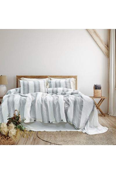 Schafer Σετ Παπλωματοθήκη Μονή Βαμμένη με Νήματα Costa Home 3 τεμαχίων-Γκρι