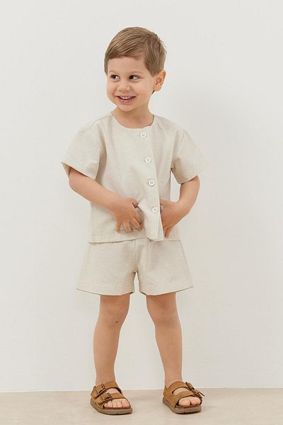 Fahhar Kids Set pantaloni scurți din in bej