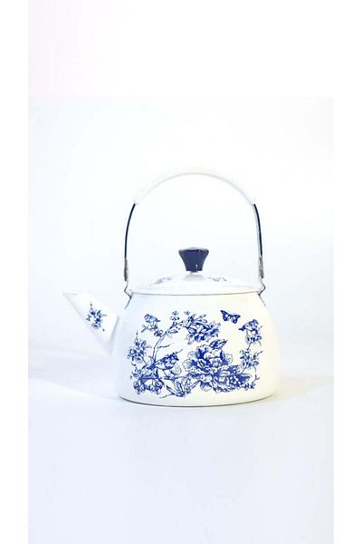 DEDEMİN EMAYELERİ Hand Painted Blue White Teapot