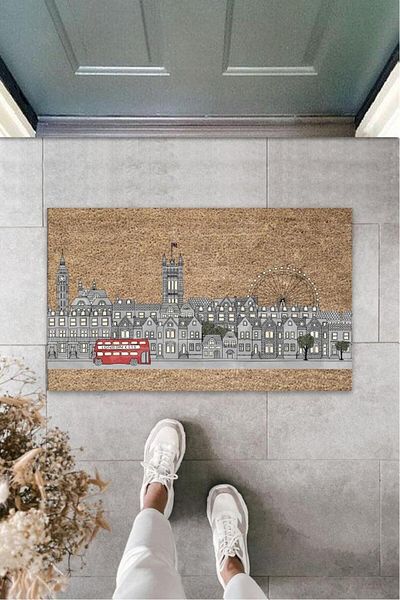 Skygo Beige Digital Printed London City Floor Mat - K-3152