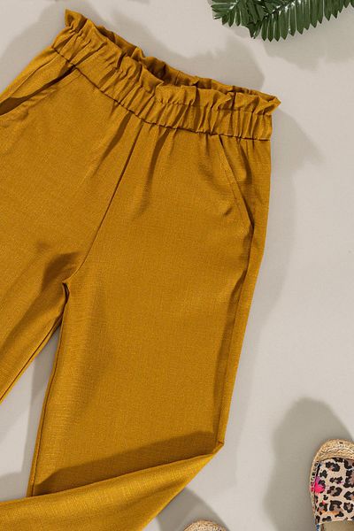 for you kids Mustard Lace Trousers Set - Pocket Detail