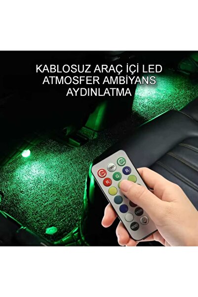 Store ARAÇ İÇİ KUMANDALI AYAK ALTI LED AMBİYANS AYDINLATMA IŞIĞI 13 RENKLİ 2 Lİ