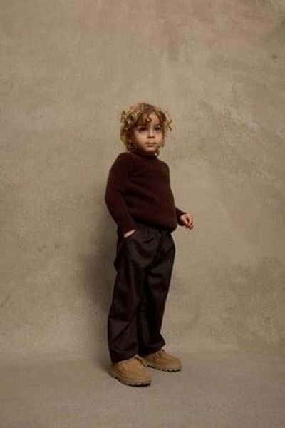 Fahhar Kids Brown Trousers - Pleat Detail