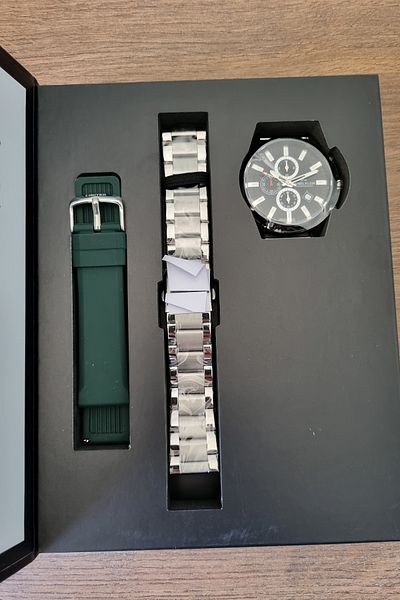 Daniel Klein Dani̇el Klein New Model - Chronograph Vd57 Limited Edition Steel Bracelet/Green Strap Men's Wristwatch
