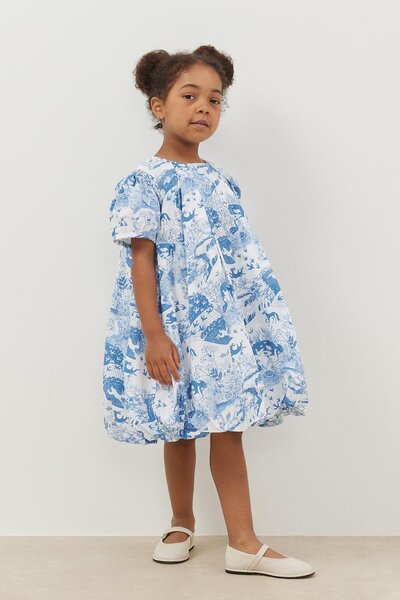 Fahhar Kids Синя сукня-баллон з візерунком