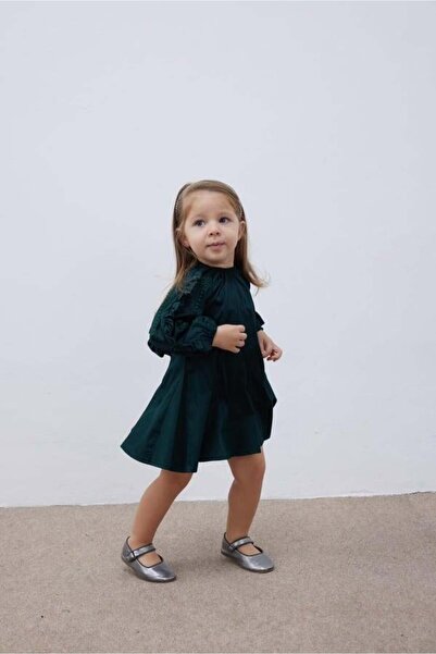 Fahhar Kids Stripe Detailed Children's Dress Green