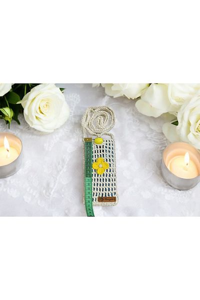 Asel Cream Yellow Floral Patterned Phone Bag with Strap