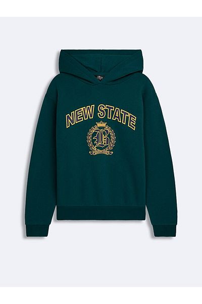 Ltb Printed Hooded Zipperless Regular Fit Green Sweatshirt