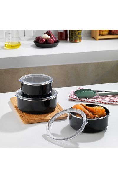 Schafer Komfort 3-Piece Storage Container Set 6 Pieces-Black