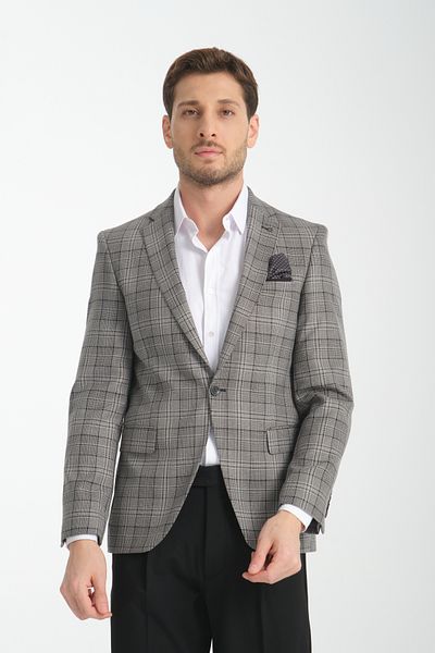 Frappoli Λεπτό καρό Slim Fit Slim Fit Ανδρικό σακάκι Blazer