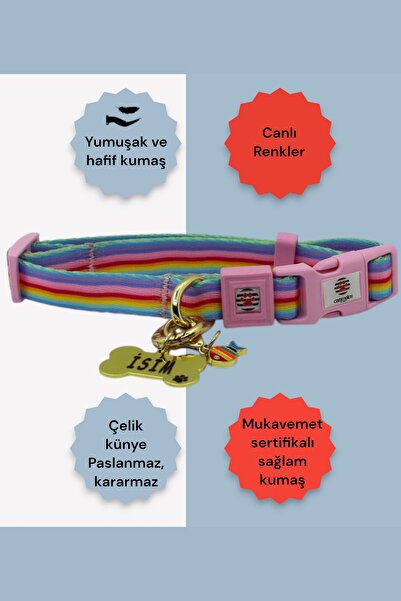 CARAMELOS İSİMLİ, YAVRU VE KÜÇÜK IRK KÖPEK TASMASI, 1,5 CM, PASLANMAZ, KARARMAZ ÇELİK KÜNYELİ, KİŞİYE ÖZEL,