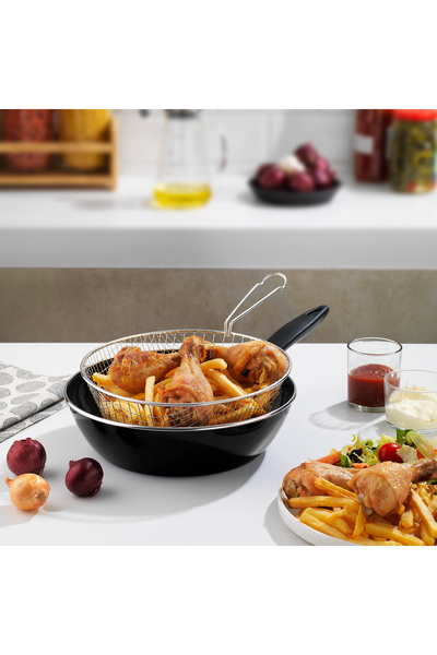 Schafer Komfort Derin Kızartma Tavası 2 Parça-Siyah