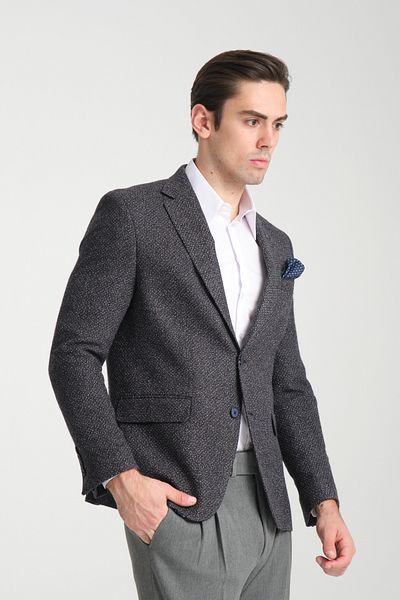 Frappoli Ανδρικό σκούρο μπλε Navy Slim Fit Slim Fit Mono Collar Casual Blazer Jacket