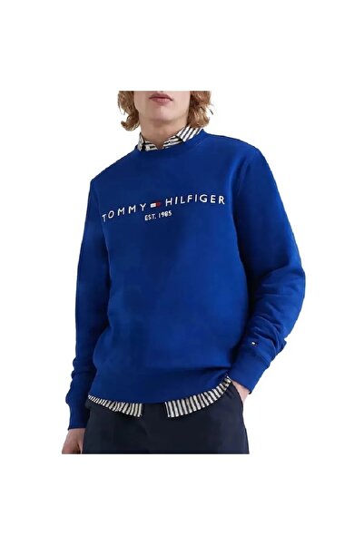 Tommy Hilfiger Plus Tommy Hilfiger Regular Fit TH Flex Logo Pulóver Sötétkék