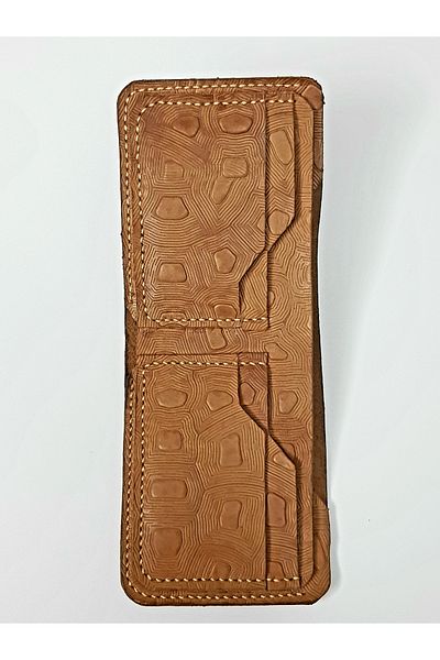 aysefe Turtle Patterned 7 Compartment Handcrafted Leather Wallet