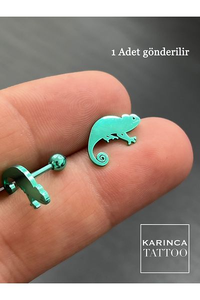 Karınca Piercing Green Color Chameleon Ear Flat Helix Tragus Piercing