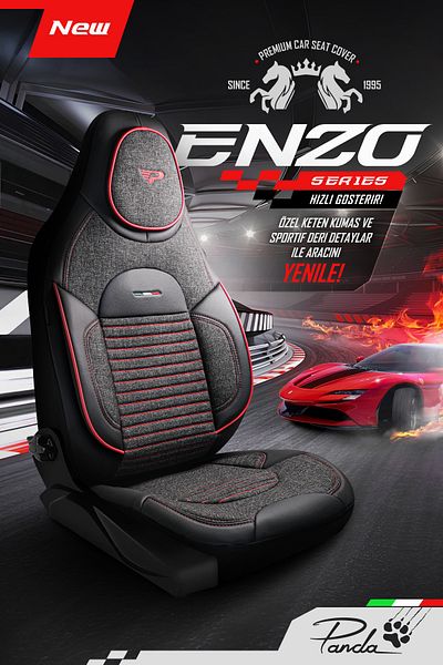 Panda Kılıf Panda Enzo Series Linen Fabric Car Seat Cover - Full Set