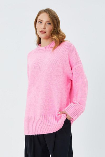Mixray 6925 Women's - Pink Wide Sleeve Soft Knitwear Sweater