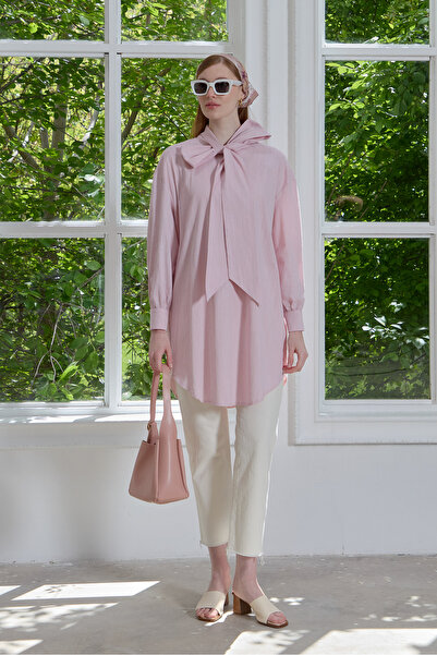 Fatma Atasoy Cotton Shirt - Bow Detail, Powder Color